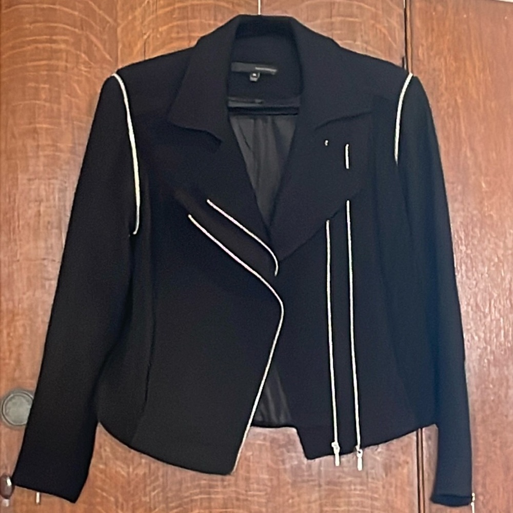 Women’s Black Jacket with White Piping